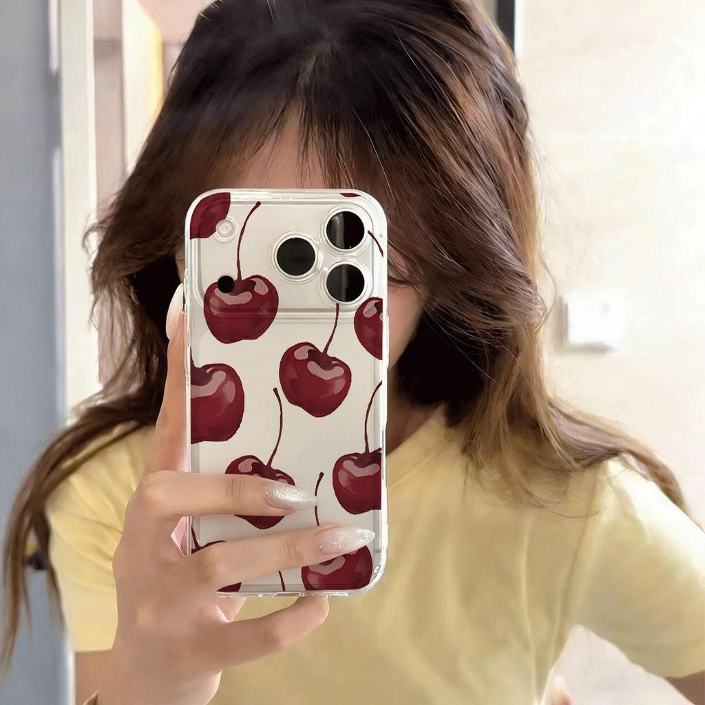 Red Cherry Full In ấn cho 16 trường hợp iPhone 17Air Space Case 14 13 11Pro