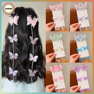 AN TOÀNNH 2 Chiếc Công Chúa Bé Gái Gạc Bướm Kẹp Tóc Ngọc Trai sel Bím Tóc Ngọt Ngào Trẻ Em Lễ Hội Trang Phục Phụ Kiện Tóc VN