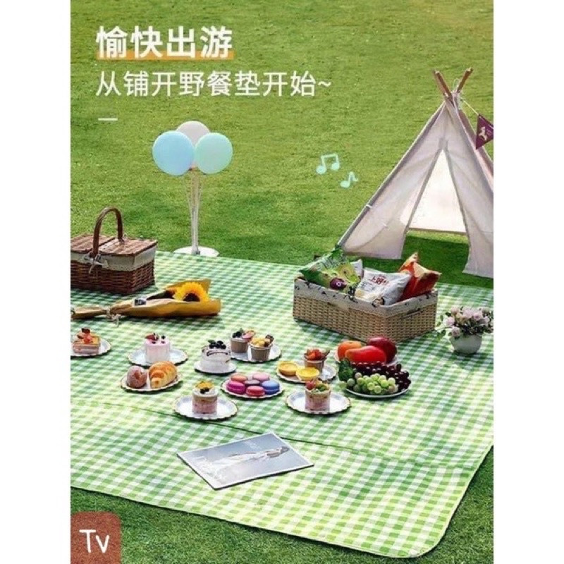 Thảm dã ngoại picnic 2m x 2m, thích hợp đi du lịch, đi phượt chụp ảnh, bạt trải cắm trại gấp gọn, không thấm nước