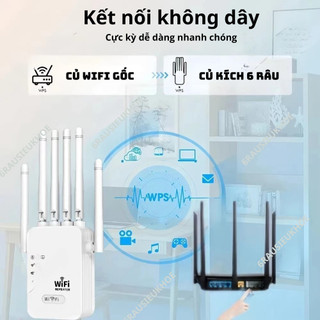 ✔Kích wifi 6 râu 5G công suất 1200Mbps 2.4G 300Mbps Mở rộng sóng router phát wifi xuyên tường mạnh