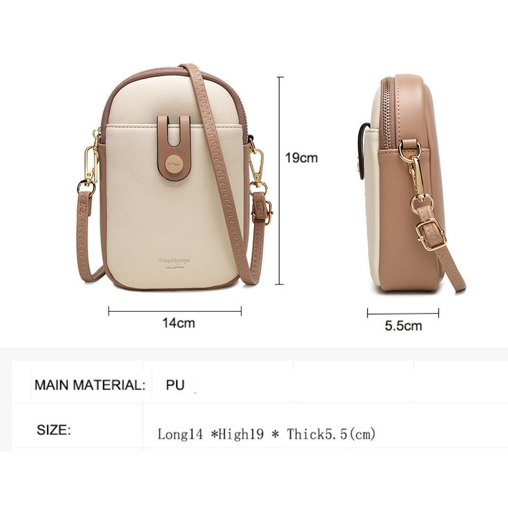 HOBBYIN Túi đeo chéo HOBBYIN, Túi đeo vai mềm bằng da PU, Túi đựng điện thoại di động nhiều lớp thời trang