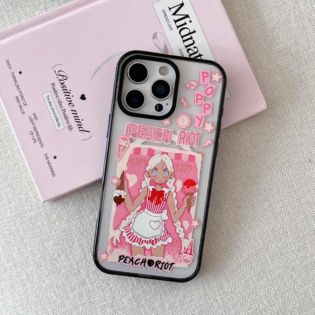 Logoless Pha Lê Acrylic Hợp Thời Trang Đồ Chơi POP MART Peach Riot Punk Girl Vỏ Cứng Tương Thích Cho iPhone 17 Pro Max Air Plus 16 / 15 / 14 / 13 / 12 / 11