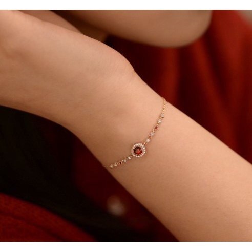 Vòng tay nữ đa năng với kim cương và ruby, phong cách Pháp