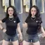 Áo thun croptop Dáng Ngắn Cổ Trụ 5 cúc thêu cờ AA dáng ôm- quanao94