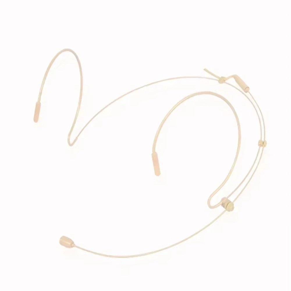 Mic tai nghe NOTE1, Micrô đeo đầu màu be không dây, Bộ khuếch đại móc tai đôi 3,5mm 3 chân di động Phụ kiện micrô loa bằng giọng nói