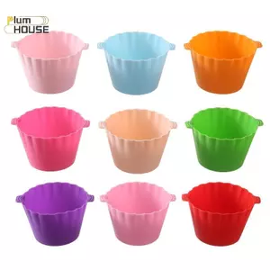 PlumHOUSE 5 Khuôn Làm Bánh Silicon Hai Viền Hình Tròn Muffin Cupcake Khuôn Nướng Bánh Hộp Đựng Thực Phẩm Tự Làm Trang Trí Bánh Hộp Bảo Quản VN