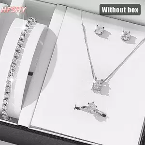 HFSHY Trang sức nữ cao cấp gồm nhẫn, bông tai kim cương giả và vòng tay dành cho ngày thường tại Việt Nam