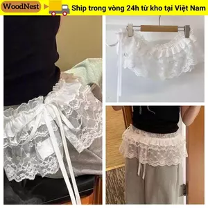 Váy Mini ren WOODNEST, Váy thêu hoa Bông tai kẹp ren, xuyên thấu Y2K Dạo phố Váy xếp nếp Trang trí quần jean