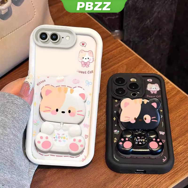Ốp lưng cho iphone 7 plus iphone 8 plus iphone se 2 2020 ipnone se Vỏ điện thoại Softcase Silicon chống sốc thiết kế mới thẩm mỹ Mèo hoạt hình có giá đỡ cho gương JTMMZJ01