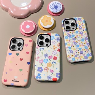 Ốp bảo vệ họa tiết in hình trái tim và hoa kiểu Dopamine cho iPhone 11 12promax 13pro15pro 15promax 14 14promax 14pro 16 pro max 16 plus 17 17promax ốp lưng hai trong một