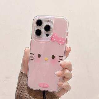 Áp dụng cho IPhone 17 16 15 14 13 12 11 Pro Max XR XS MAX 78PLUS Màu hồng Stereo Bow KT Emoji trường hợp điện thoại mềm