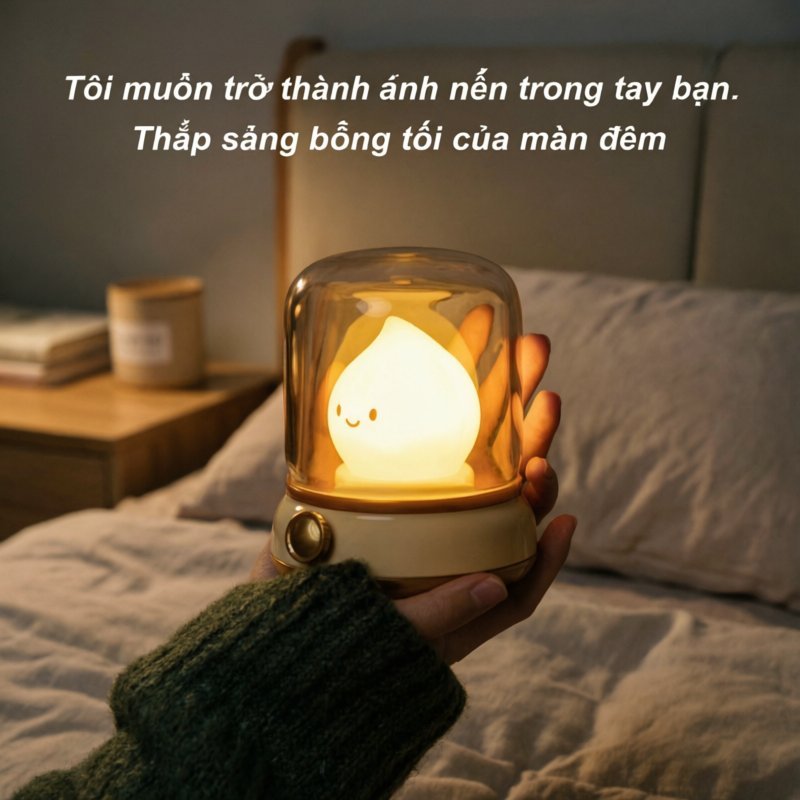 đèn ngủ đèn decor sạc USB ánh sáng dịu pin 800mAh phòng ngủ bàn làm việc góc học tập dễ sử dụng ấm