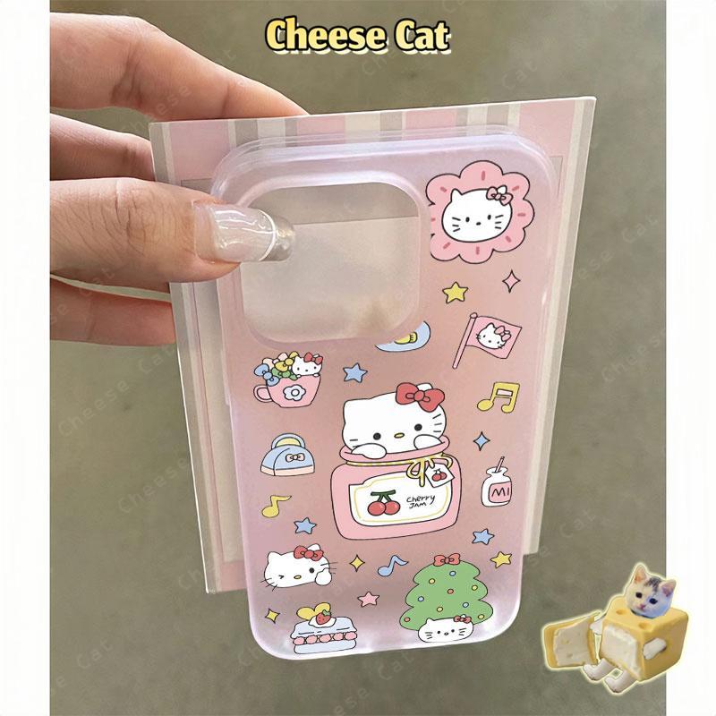 Cuộc sống hàng ngày của chú mèo dễ thương Ốp điện thoại màu hồng mờ cho iPhone 15 16 11 12 13 14 17 Pro Max 7 Plus X