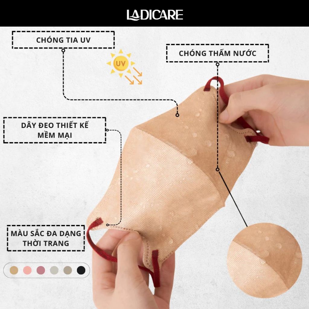 Combo 100 cái khẩu trang 6D PRO MASK UNICARE chính hãng 3 lớp dày dặn, quai đeo bản to co dãn