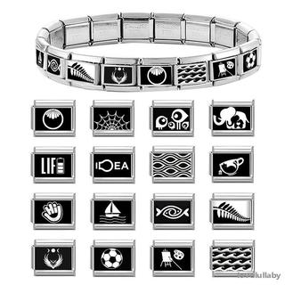 Original Black Series Flower Cat Sun Ghost Italian Links Charm Fit 9mm Stainless Steel Gift Modular Bracelet Jewelry Making