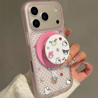 Ốp điện thoại họa tiết Polka-dot Sanrio có giá đỡ tương thích với iPhone 11 12 Pro 13 Pro Max 15 Pro Max 14 16 Pro 16 Plus 17 Air 17 Pro 17 Pro Max Ốp lưng