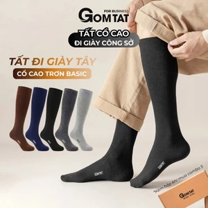 Tất nam công sở đi giày tây GOMTAT, vớ nam cổ cao màu trơn basic phối giày tây chất cotton - LUX-1804