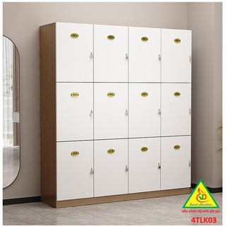 Tủ Locker gỗ MDF lưu trữ an toàn và thẩm mỹ TLK403 - Nội thất lắp rắp VIEDNONGADV