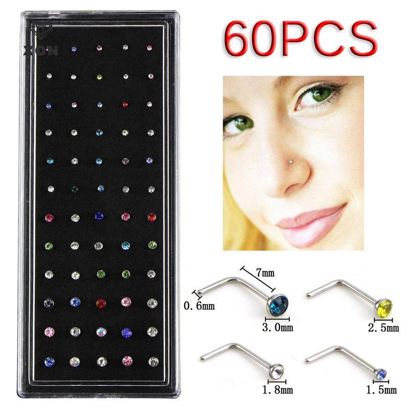 <![Mina] Mũi nhẫn xương stud với đá pha lê kim cương giả - Set 60 cái