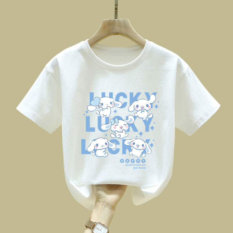 Dễ Thương Cinnamoroll May Mắn In Hình Áo Sơ Mi Tay Ngắn Tee Hợp Thời Trang Phong Cách Kawaii Cho Tất Cả