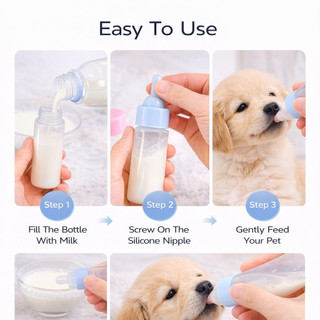 Bình sữa cho thú cưng 30ML Bình sữa silicon mềm có thể tái sử dụng cho chó con mèo Hamster