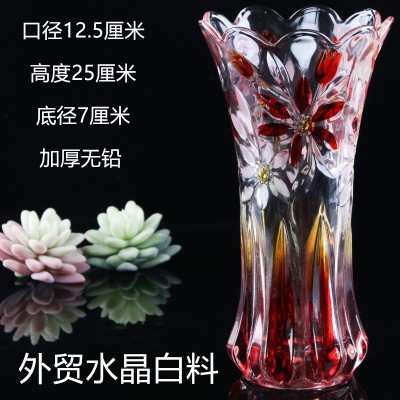Retro Bình Pha Lê Thủy Tinh Màu Trong Suốt Dày Hộ Gia Đình Giống Nước Tài Lộc Tre Chèn Hoa Hồng Lily Hộ Gia Đình Phòng Khách IQGR