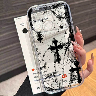 Ốp Điện Thoại Chữ Thập Gothic Đậm Cho Xiaomi Mi POCO X7 Pro F7 X6 X5 M7 F5 X3 NFC X4 GT 15T Pro Trong Suốt Chống Va Đập 3D HotINS Nghệ Thuật Retro Bumber Vỏ Chống Rơi