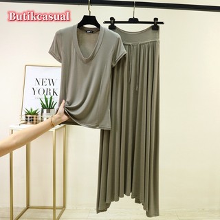 Phụ Nữ Áo Bộ Váy plus Kích Thước Mùa Hè Mỏng Nối Cổ Chữ V Áo Tầng Lau Váy Dài Bộ Rời Phù Hợp Với
