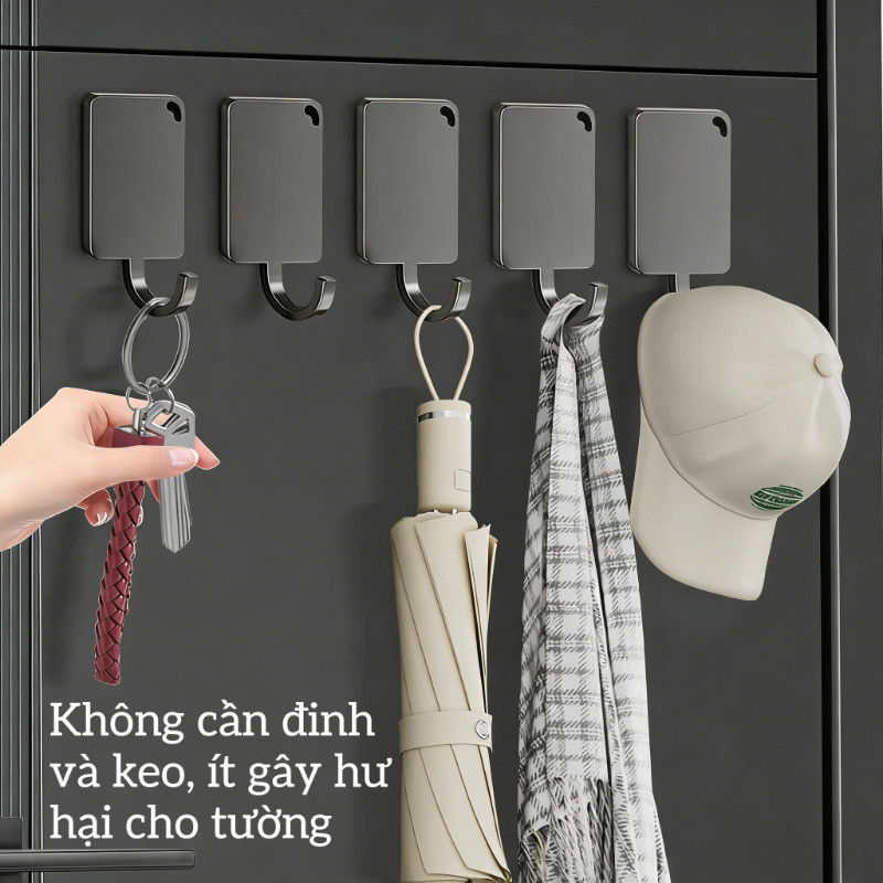 Bộ Móc Treo Đa Năng Thép Carbon - Từ Tính Mạnh, Không Khoan, Dùng Cho Nhà Bếp, Phòng Tắm & Tủ Lạnh