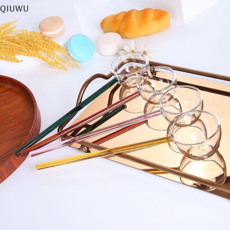 QIUWU Muỗng Thủy Tinh Borosilicate Có Tay Cầm Dài Thìa Canh Sốt Chịu Nhiệt Trong Suốt Có Vòi Thìa Tráng Miệng Nhà Bếp Bar Tiệc.