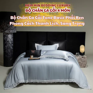 Bộ vỏ chăn ga gối Tencel 4 món Memminbedding Luxury viền ren tinh tế mà thanh lịch, sang trọng