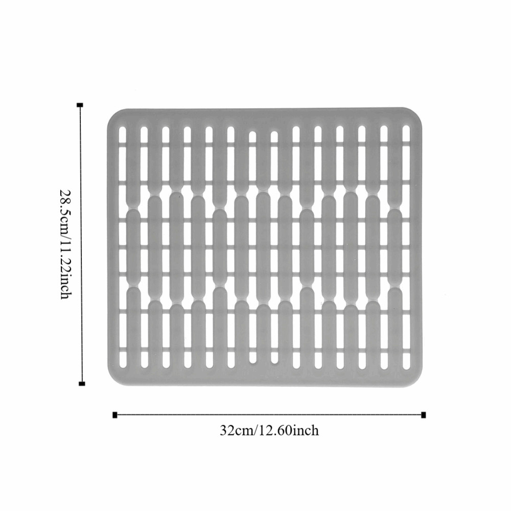 Tấm bảo vệ bồn rửa UMISTY, Thảm bồn rửa đa năng bằng silicon, Dụng cụ nhà bếp 12.60 * 11.22in Tấm cách nhiệt chống trượt màu xám Ngăn ngừa vỡ