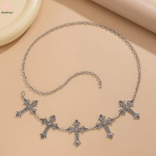 [PCW-T] Gothic Cross Có Thể Điều Chỉnh Y2K Thắt Lưng Kim Loại Màu Bạc Dây Thắt Lưng Dành Cho Nữ Váy Vintage Thắt Lưng Thời Trang Cơ Thể Trang Sức Quà Tặng