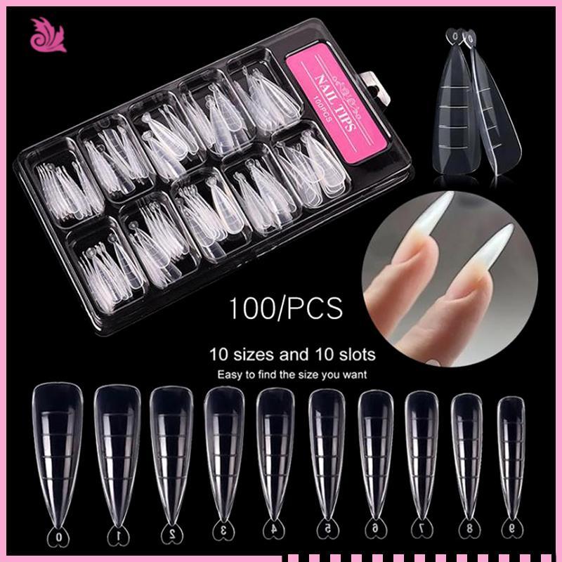 Eshylala 100 Chiếc Móng Tay Dạng Full Cover Gel Khuôn Đầu Nối Dài Móng Tay Tự Làm Móng Tay Phụ Kiện [MỚI]