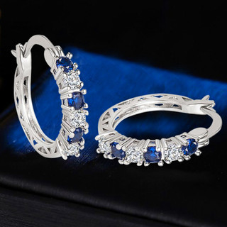 Bông Tai Thả Tròn Đồng Màu Xanh với Cubic Zirconia - Phù Hợp Party, Prom và Hàng Ngày