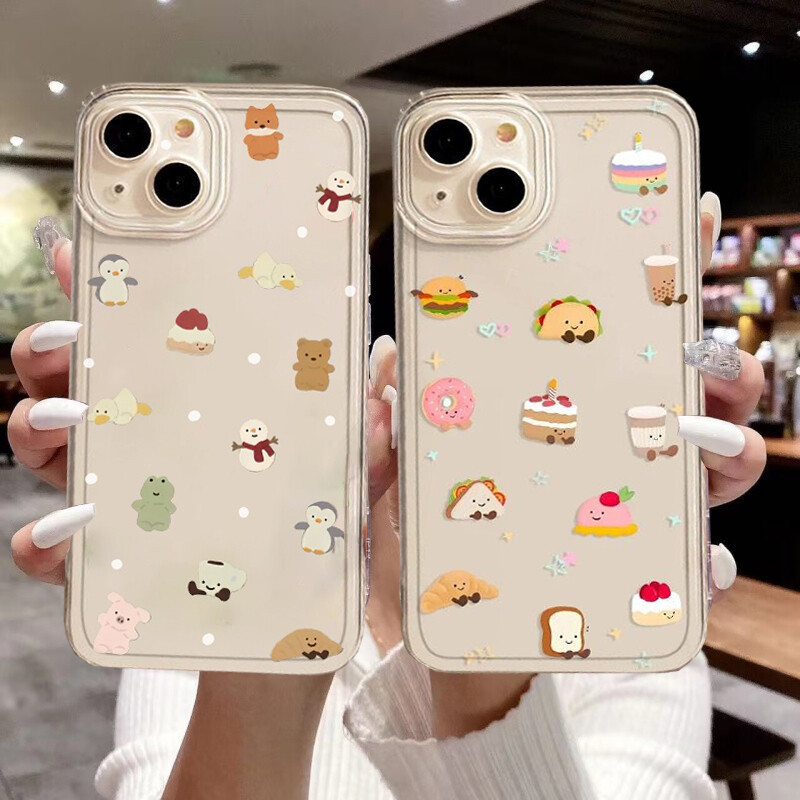 Thạch Mèo Chim Cánh Cụt Trái Cây Bánh Mì Vỏ Điện Thoại Cho OPPO Reno 15F 13F 14F 12 13 14 15 Pro Plus Mềm Trong Suốt Chống Sốc TPU Trong Suốt Xu Hướng Thời Trang Thương Hiệu Vỏ Silicon Hoạt Hình