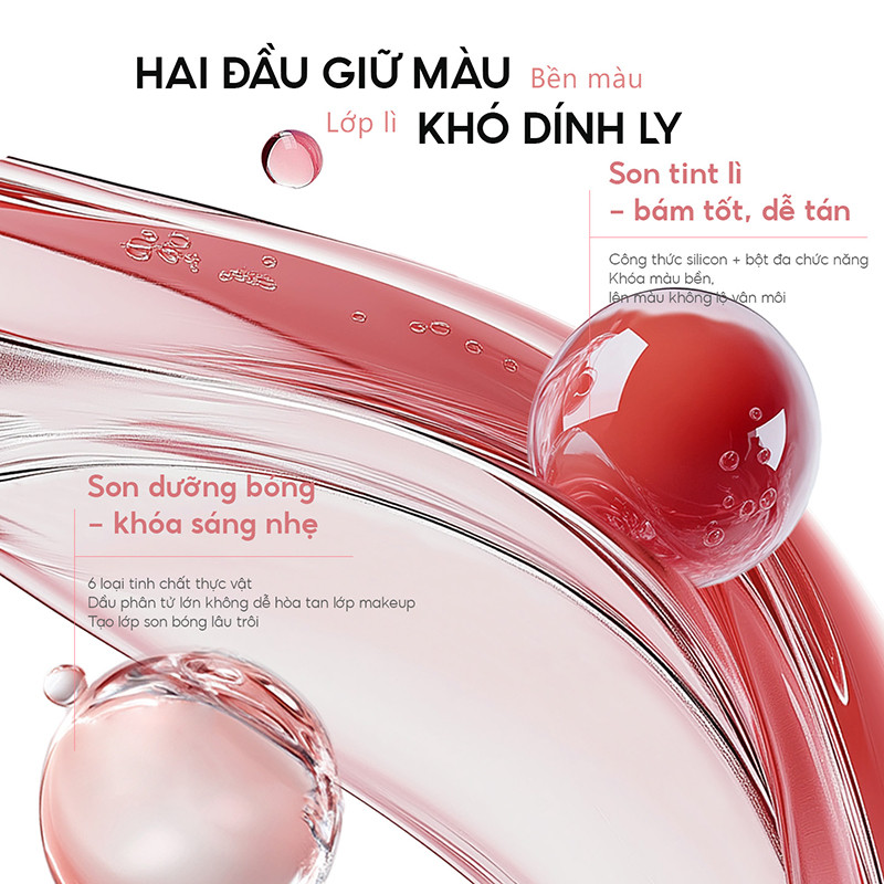 [LIVE Combo] Son Mooekiss 2 Đầu Lì & Bóng 2g, Dưỡng Ẩm, Lâu Trôi, Không Lem, Tôn Da