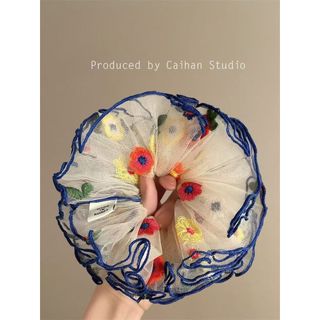 Hydrangea Biển ~ Nhỏ Tươi Ren Thêu Hoa Tóc Đầu Dây Phụ Kiện Tóc Đầu Hoa Đuôi Ngựa Cao Su Dây Tóc Nữ