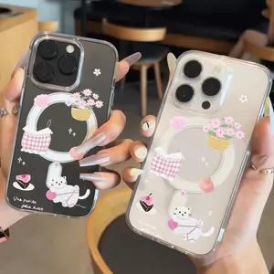 Hoa Nhà Hót Tay Đeo Điện Thoại Dành Cho16Ốp Lưng Iphone17Air Lưng Dính Magnet14/11Pro