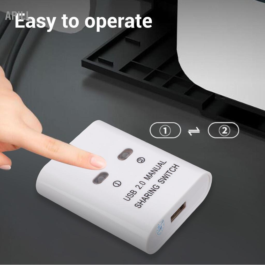 apill Naroote Bộ chọn chuyển đổi USB 2.0 2 máy tính chia sẻ 1 thiết bị máy in Truyền tốc độ cao Tiết kiệm thời gian Hub dễ dàng cho máy quét bàn phím chuột PC