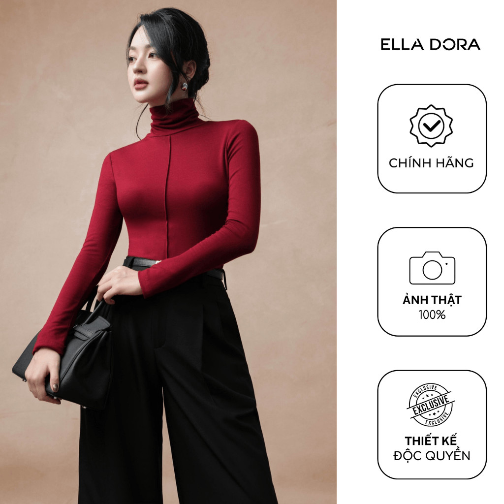 Áo giữ nhiệt nữ ELLA DORA thiết kế cổ lọ dáng dài tay phong cách thanh lịch 3 màu ĐỎ/XÁM/ĐEN [AT48]