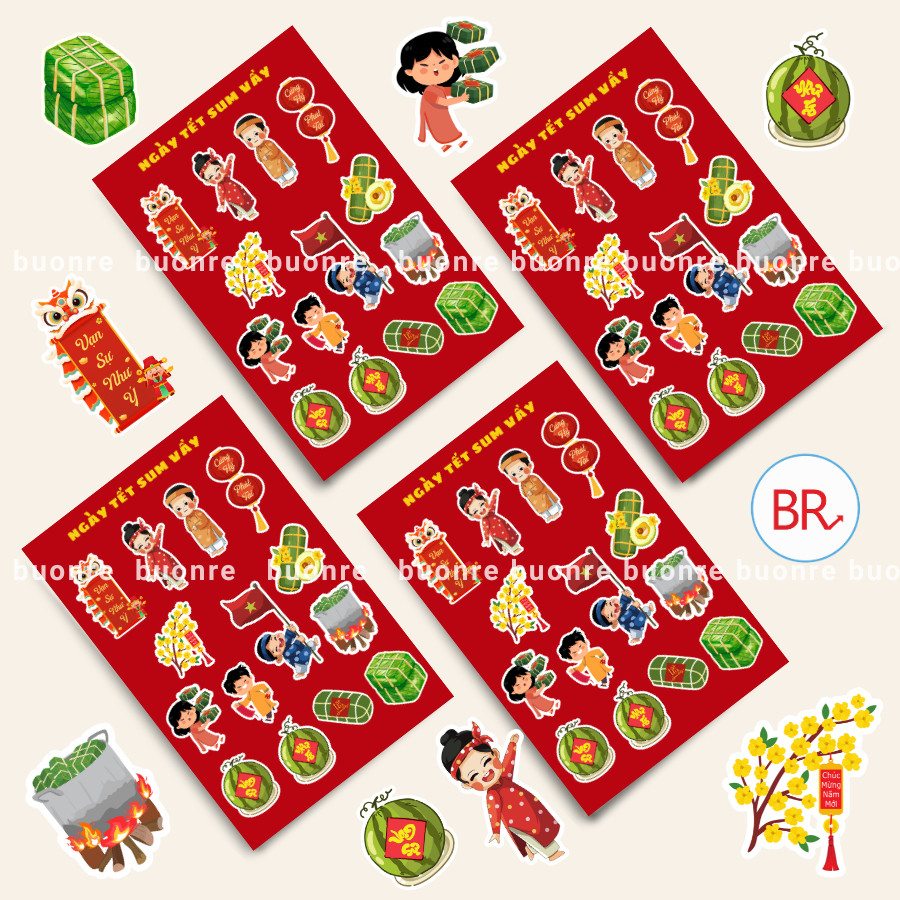 [HỎA TỐC HCM] Bộ Sticker Tết 2026 Dễ Thương -Tem Decal Chống Nước Dán Điện Thoại,LapTop Mừng Noel,Tết 2026