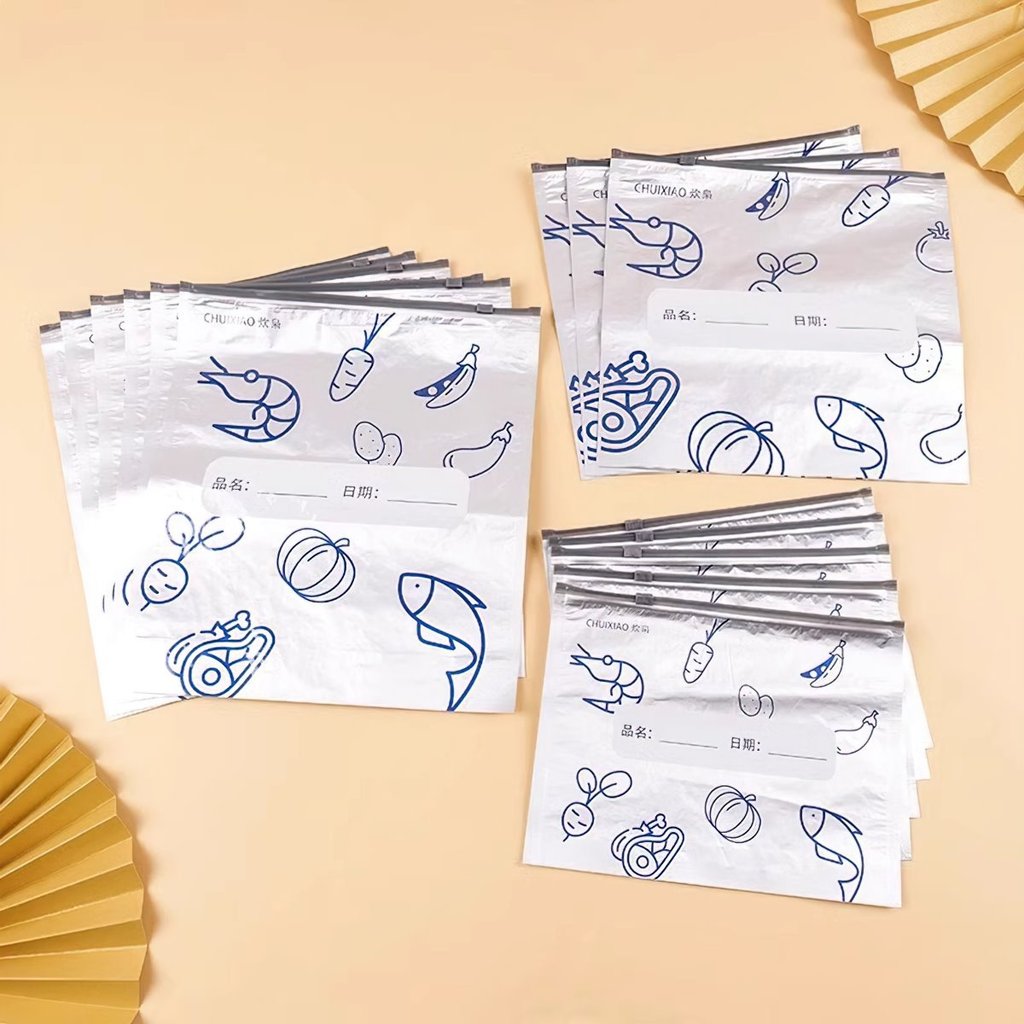 Set 10 Túi Giữ Tươi Thực Phẩm Có Khoá Kéo Bằng Lá Nhôm Dày Dặn Có Thể Tái Sử Dụng