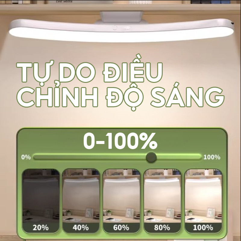 Đèn LED Bảo Vệ Mắt Chống Cận Thị, Đèn Học Chống Lóa 80° Xoay, Nhiều Chế Độ Sáng + Hẹn Giờ + Điều Khiển Từ Xa Sạc Pin USB
