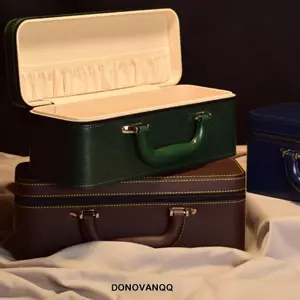 Hộp lưu trữ trang sức DONOVANQQ, Hộp trưng bày vòng đeo tay bên trong bằng da PU, Nhẫn chống sốc Vòng cổ Giá đỡ tổ chức Vòng đeo tay Hộp đựng đồ trang sức