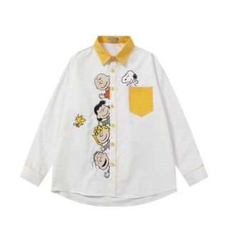 Dễ thương áo sơ mi dài tay Snoopy với hình hoạt hình mới lạ