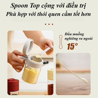 Hũ Gia Vị 300ml Bằng Thủy Tinh Borosilicate Kèm Thìa, Món đồ Không Thể Thiếu Trong Nhà Bếp