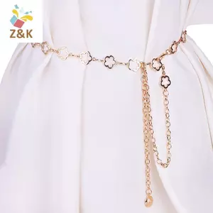 ZK Đầm Áo Sơ Mi Kim Loại Rỗng, Dây Xích Thắt Lưng Cho Nữ