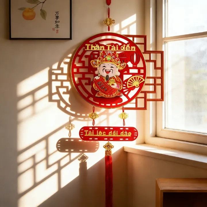 Trang trí thần tài lắc đầu LED, đèn 2m tạo không khí vui Ông Thần Tài Lắc Đầu, Nhà Cửa, Đèn Led
