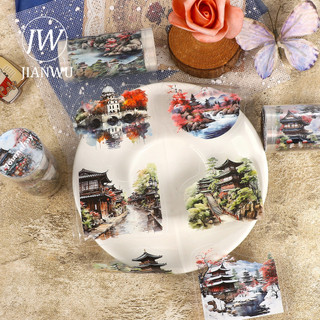 JIANWU 80mm * 200cm Vintage Nhật Bản Quyến Rũ Hoa Phong Cảnh Chất Liệu Cắt Băng Thêu Sò PET Sáng Tạo DIY Tạp Chí Văn Phòng Phẩm